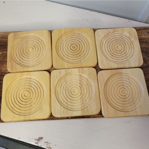 Wooden Bohohemian Coasters Set of 6 - Picture 3 of 4